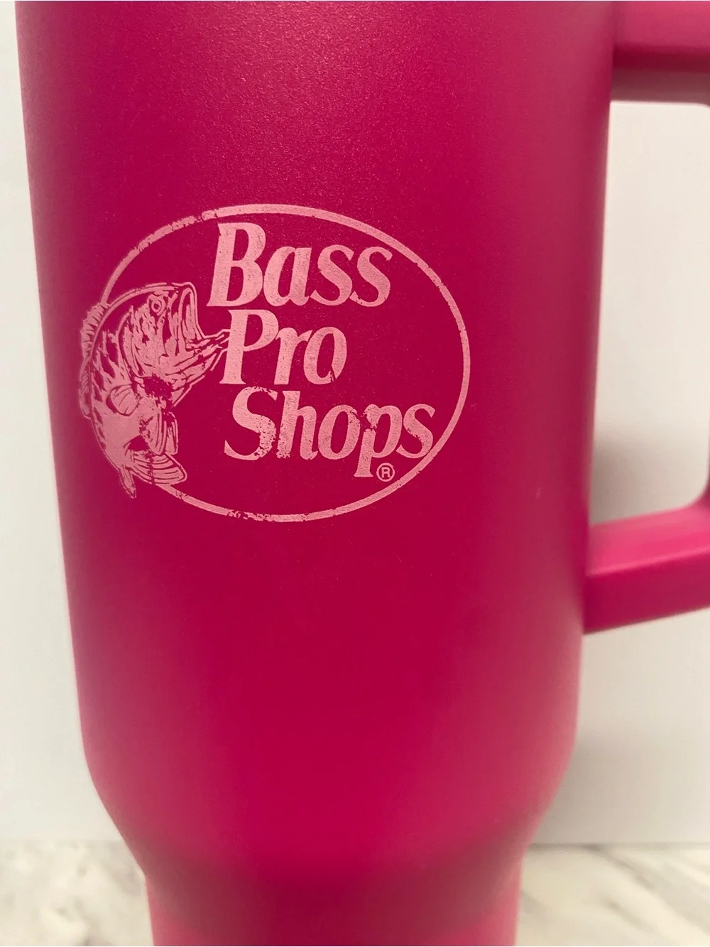 Bass Pro Shops Bright Pink Insulated Travel Tumbler with Handle